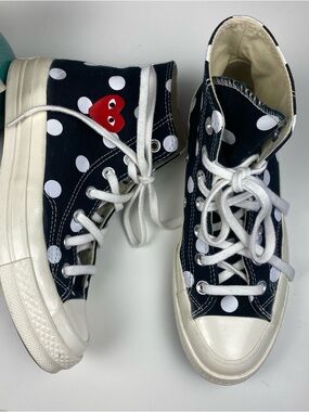 Comme des Garcons CDG Play x converse polka dot high top sneakers Sz 7